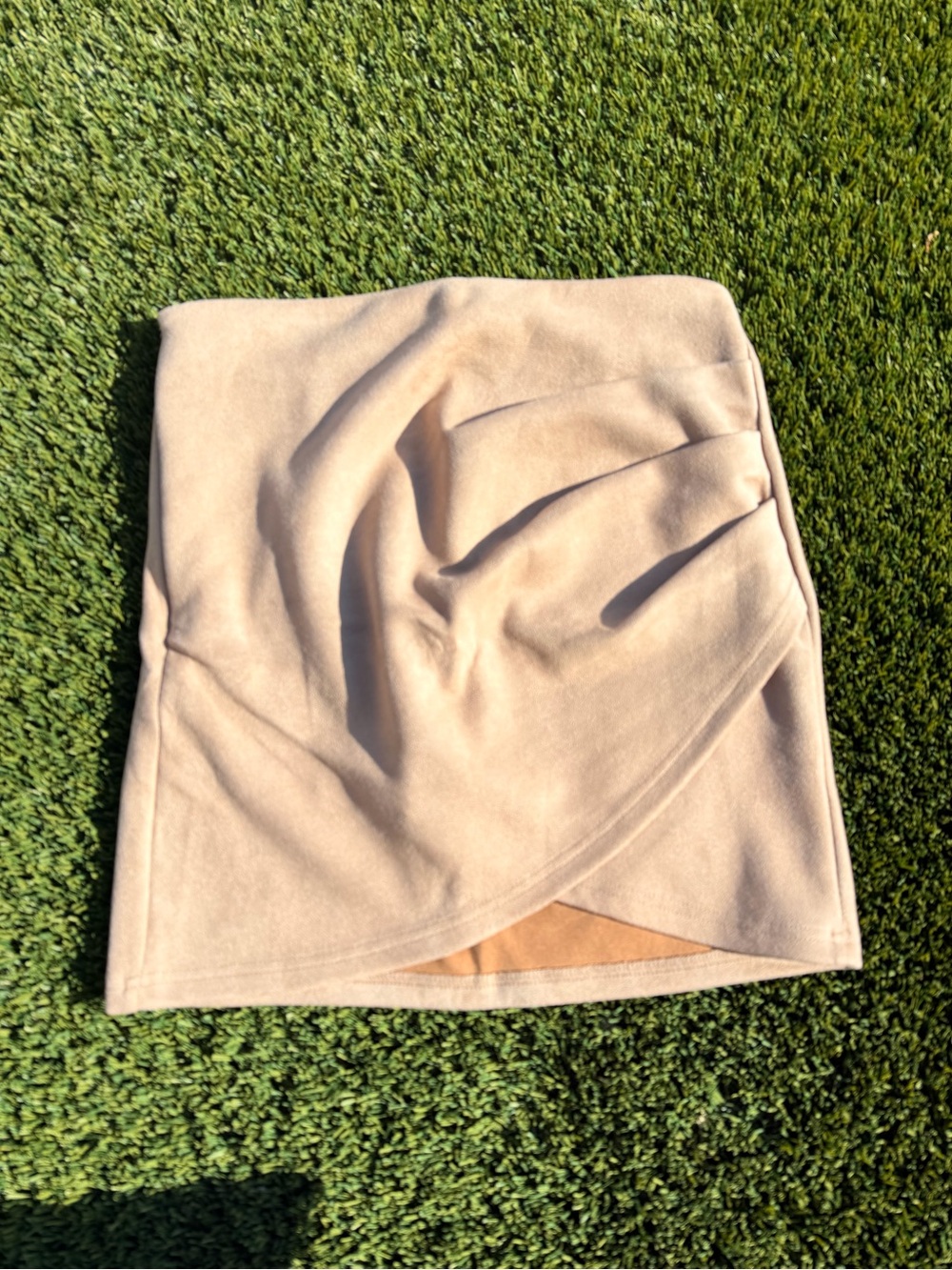 SHEIN Beige Wrap-Style Mini Skirt